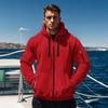 Men Coat Long Sleeve Zipper Closure Hooded Sweatshirt with Large Pockets Solid Color Velvet Thickened Warm Outerwear