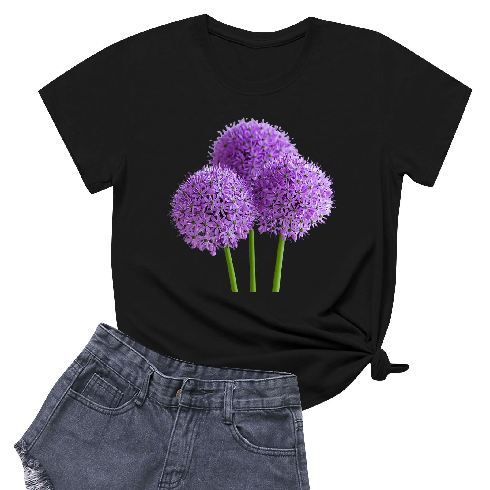 

Женская повседневная футболка с круглым вырезом и короткими рукавами с принтом XL