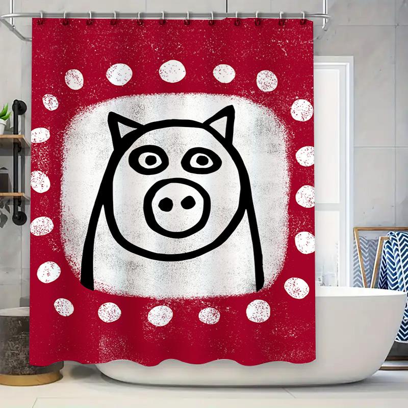 

Красная шторка для душа в горошек с рисунком собаки, водонепроницаемая и моющаяся для украшения ванной комнаты 90x180cm