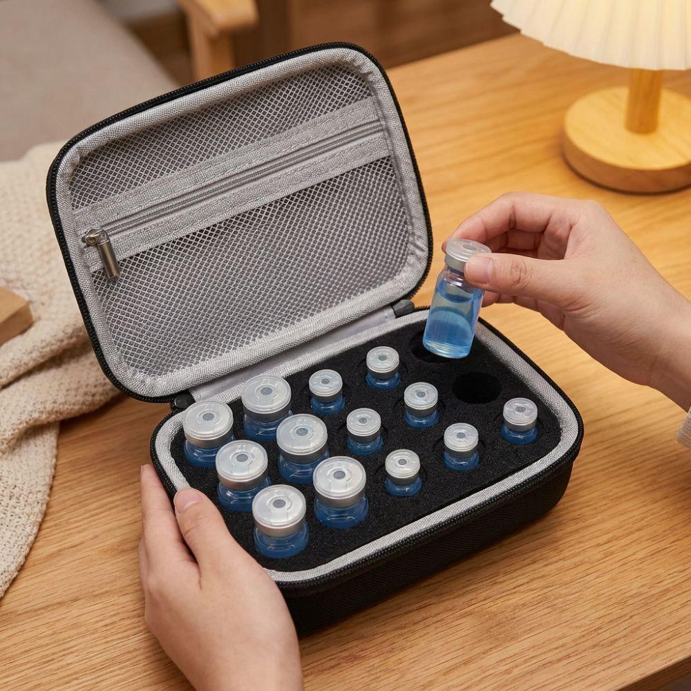 15 Slots Insulin Vial Storage Case 1-10ML Shockproof Insulin Bottle Protector Large Capacity Zippers Closure Insulin Organizer