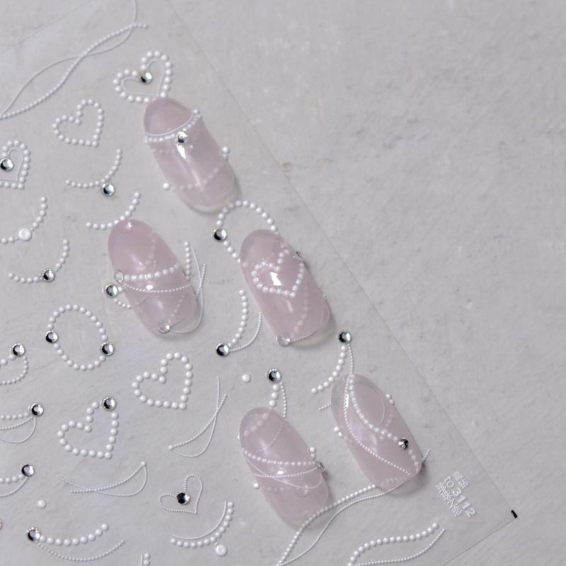 

Nail Stickers Pearl Love Diamond Decorations Internet Hot White round Diamond Heart Bright Crystal Nail Pack Pattern Ornaments Pearl Love-to3112 (Diamond)