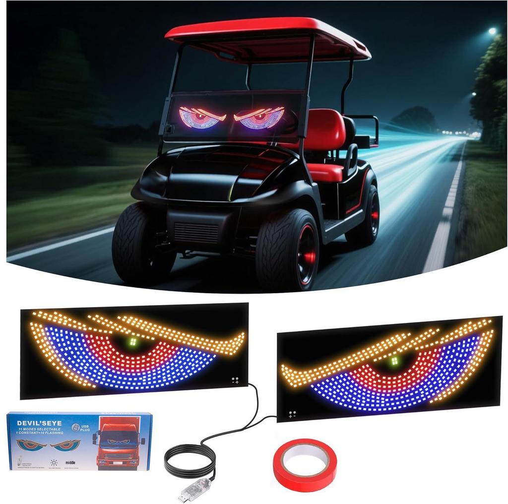 Dynamic Demon Eye LED Car Windshield Light - USB Powered Display for Front and Rear