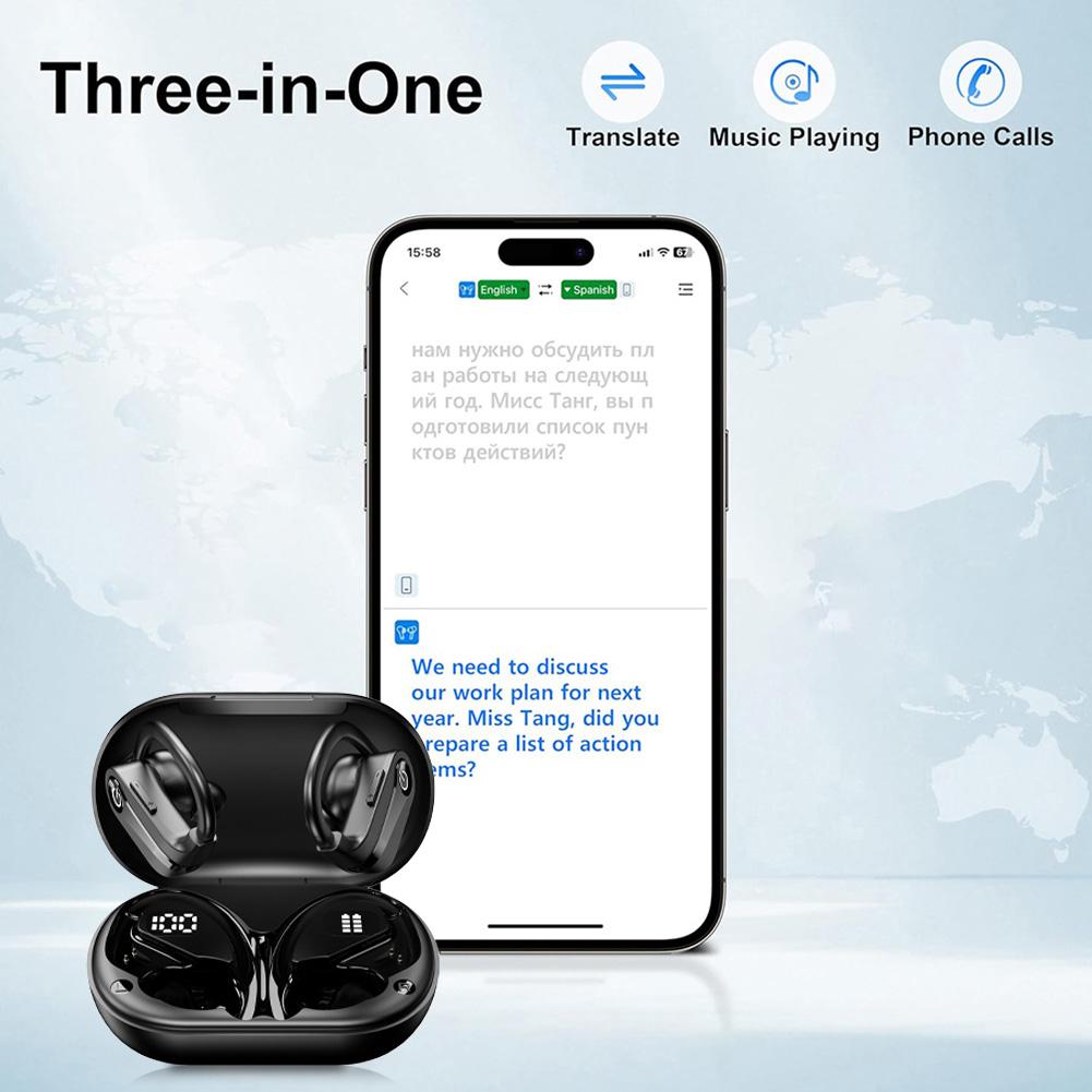 Wireless Bluetooth Translation Headphones 144 Language AI Translation Earbuds Bluetooth 5.3 Real-Time Two-Way Voice Translator