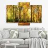 Three Piece Picture Canvas Print Forest Tree Autumn Yellow