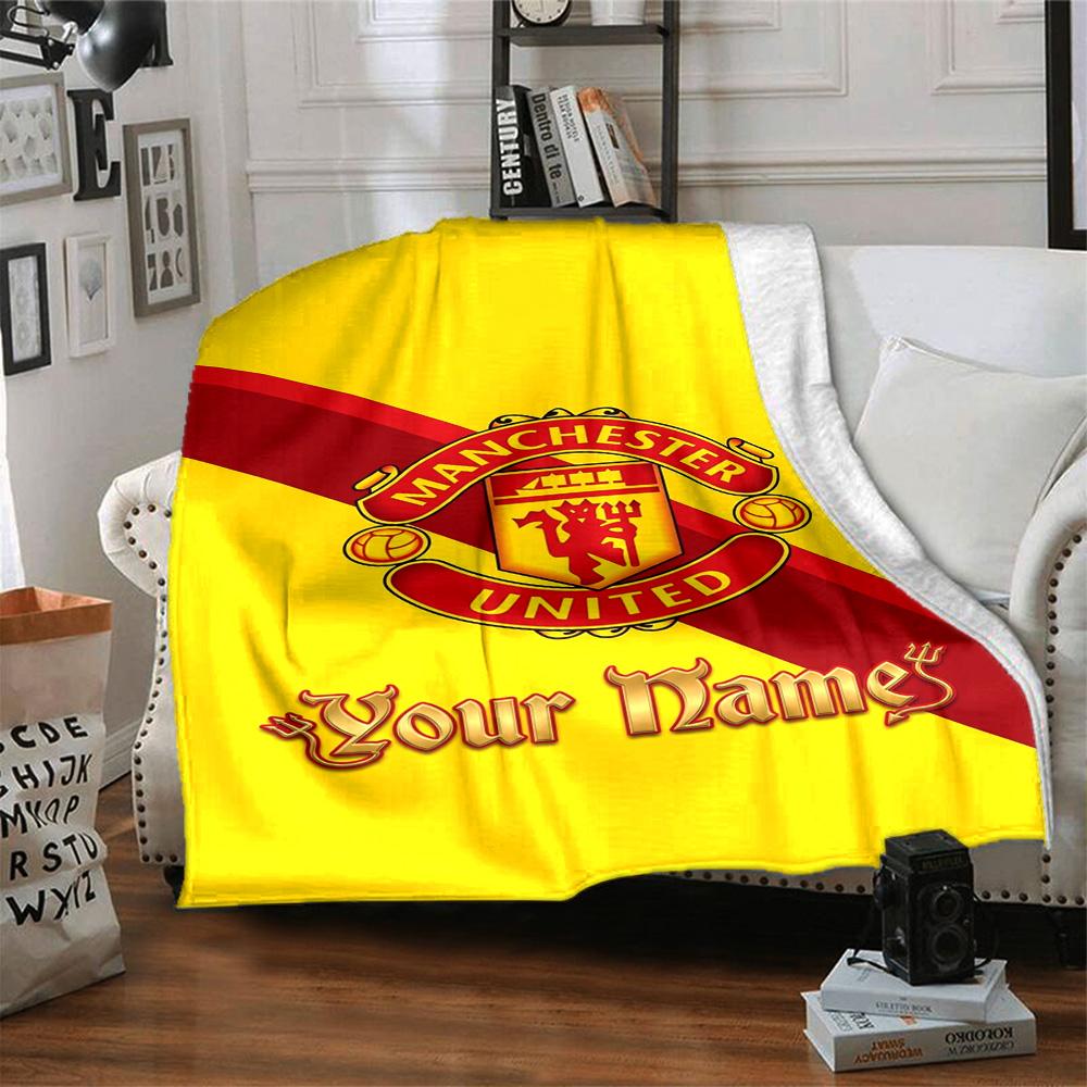 Manchester Personalized Name Blanket Lightweight Customizable Blanket Ultra-Soft Great for Livingroom Chair Couch Picnics All-Season Use