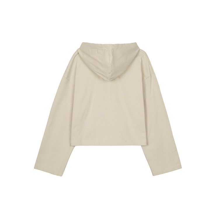 Nike Embroidered Logo Loose Casual Cropped Knit Hoodie Women Hoodie Beige CJ3741-140