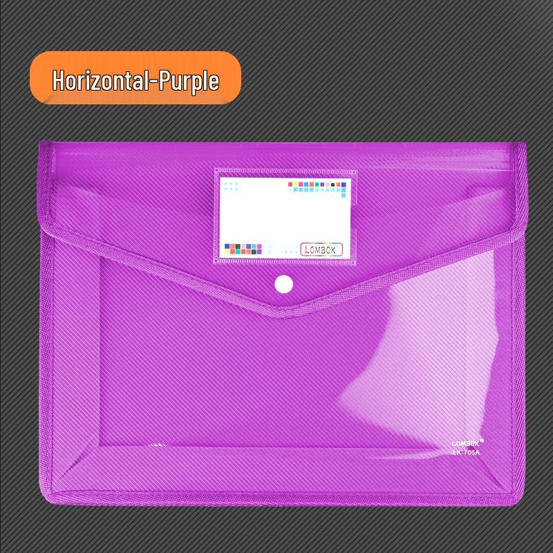 Transparent A4 Thickened Snap Button File Bag - Large Capacity Student Storage and Document Organizer