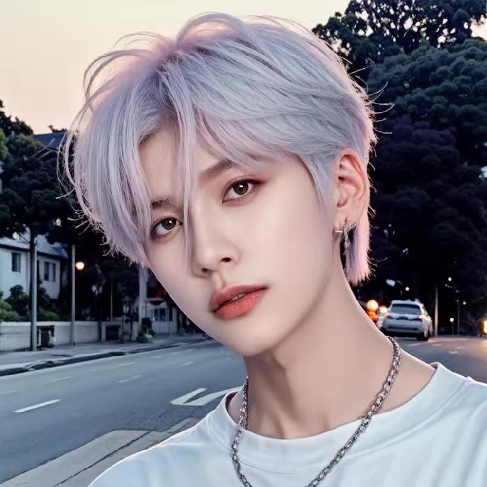 Synthetic Hair Anime Men Wigs Fluffy Male Cosplay Wig Handsome Short Straight Wig Full Head