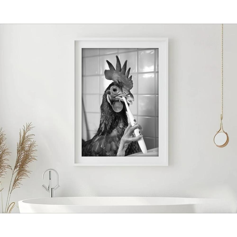 Brushing Teeth Animal Art Poster Lion Monkey Horse Rabbit Dog Cat Eagle Funny Bathroom Wall Stickers Bathroom Animals Home