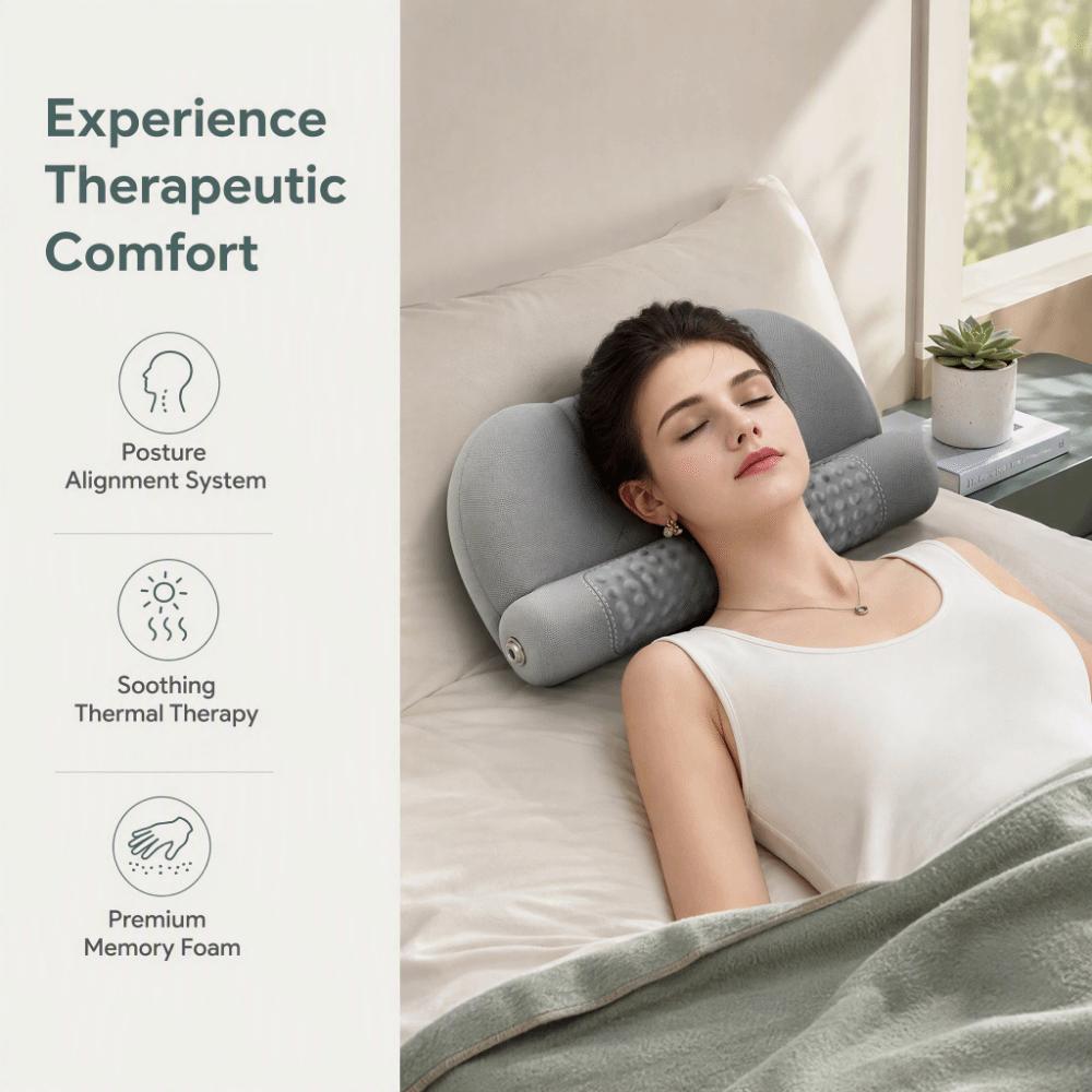 Heating Neck Support Cushion Ergonomic Contour Neck Heated Roll Pillow Cervical Pillow  Back Sleep