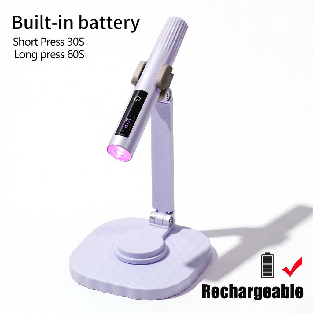 LINMANDA Handheld Nail Lamp Portable LED Nail Lamp with Stand Rechargeable Suitable for Gel Nail Polish and DIY Nail Art