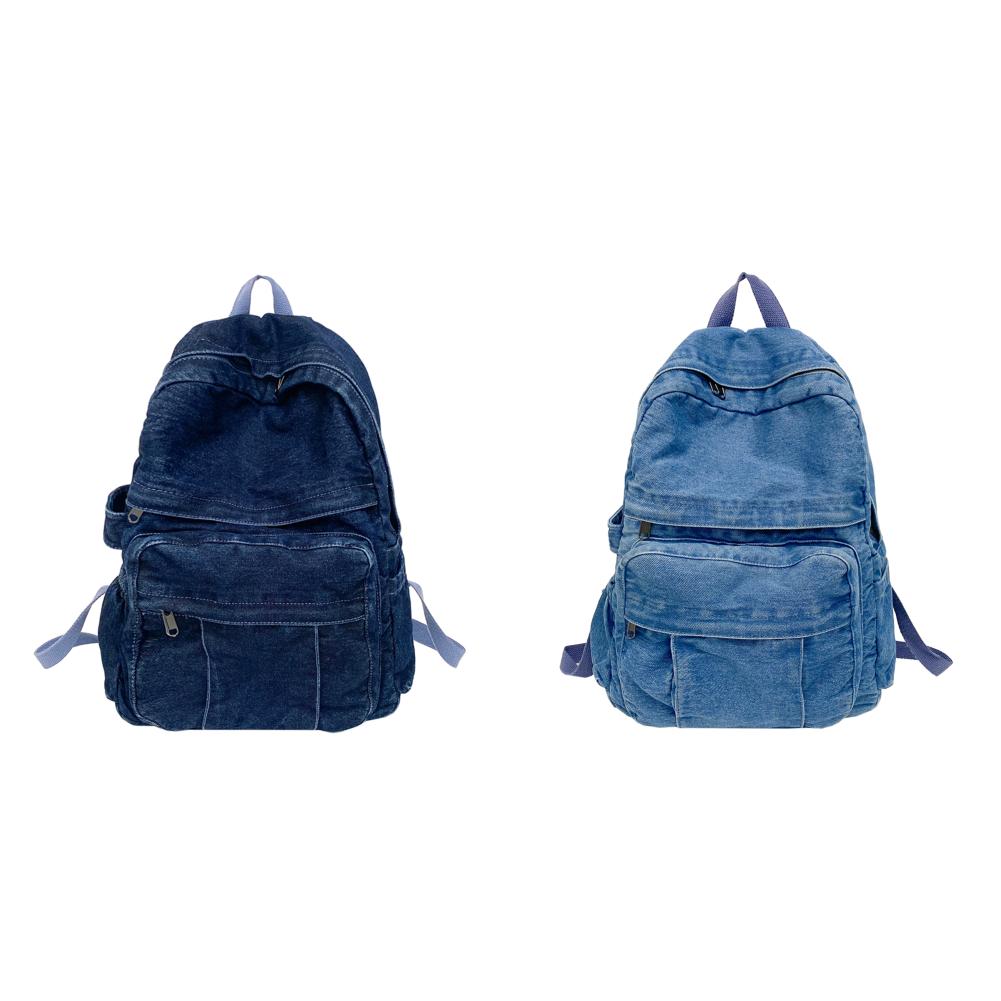 

Women Vintage Backpack Adjustable Strap Denim Female Daily Backpack (Dark Blue)