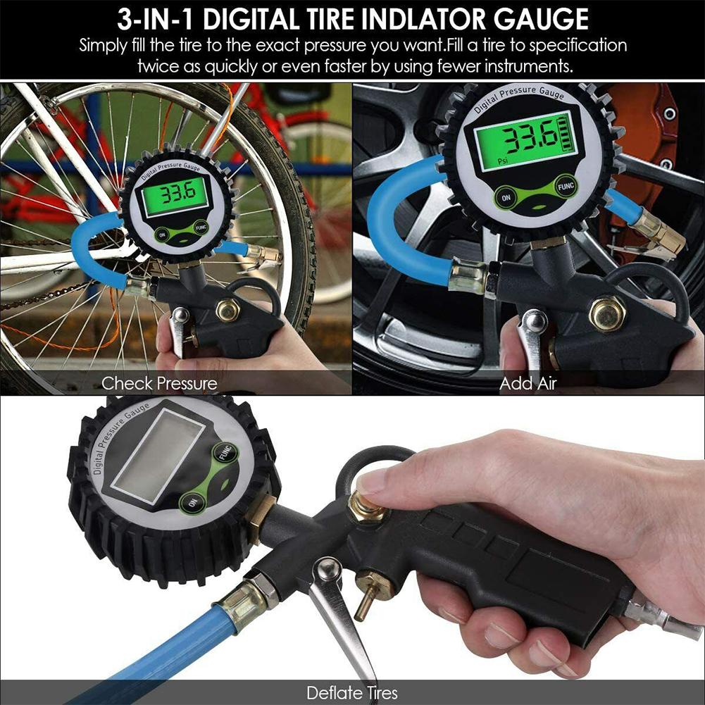 Digital Tire Pressure Gauge (0-255 PSI) With High-Precision Sensor LED Display Air Pressure Gauge For Easy Accurate Reading
