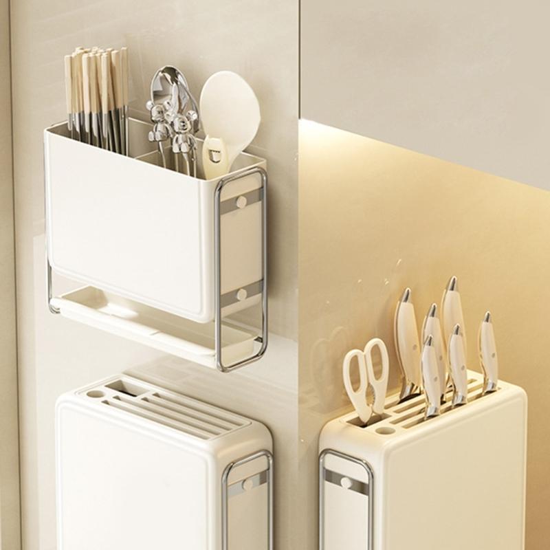 Wall Mounted Chopstick Organizers Rack Kitchen Utensil Drain Storage Rack Sink Utensils Container Countertop Storage Rack