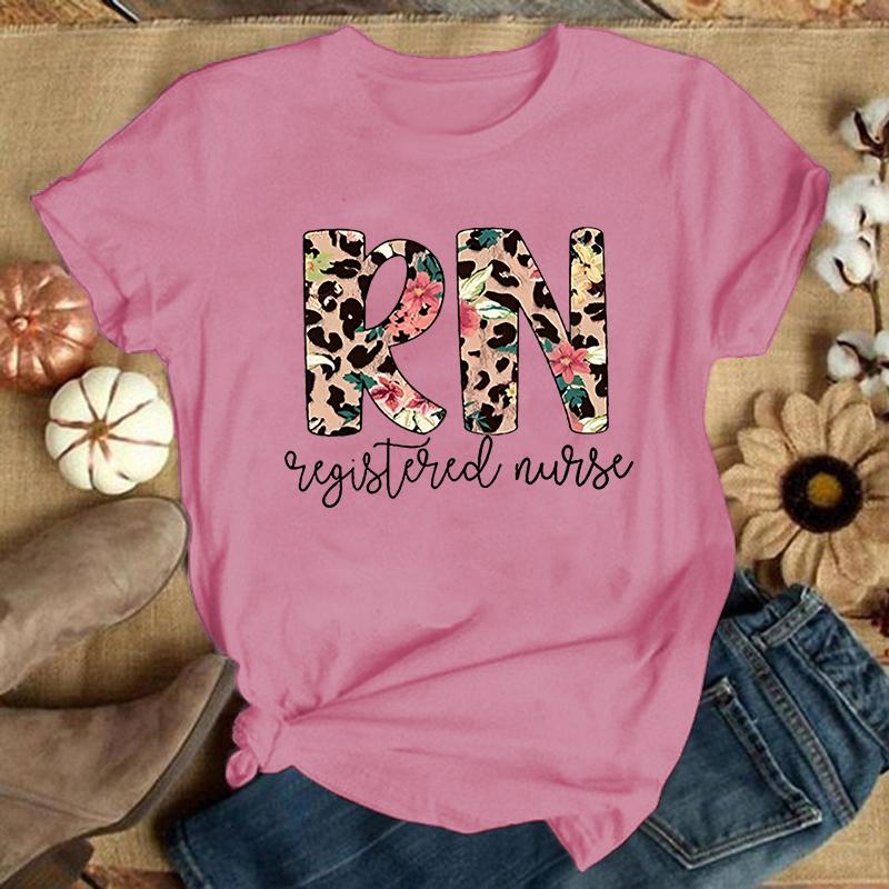 Moda Dia Internacional dos Enfermeiros RN Enfermeira Registrada Estampa Camiseta Gráfica Unisex Moda Casual Camiseta de Manga Curta