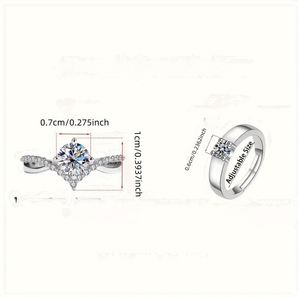 Adjustable Couple Wedding Ring Set Elegant Shining Engagement Rings for Daily Wear and Special Occasions