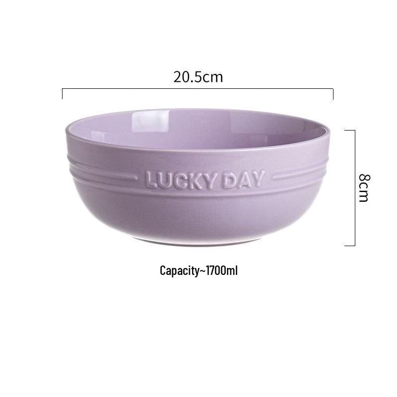 ZISIZ Embossed Ceramic Soup & Salad Bowl