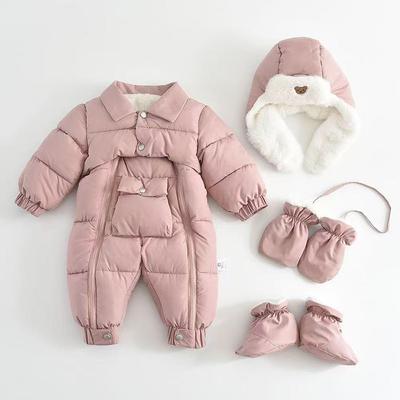 Winter Newborn Baby Snowsuit Warm Infant Oneies Suit Include Hat Gloves Foot Cover Thicken Children Set