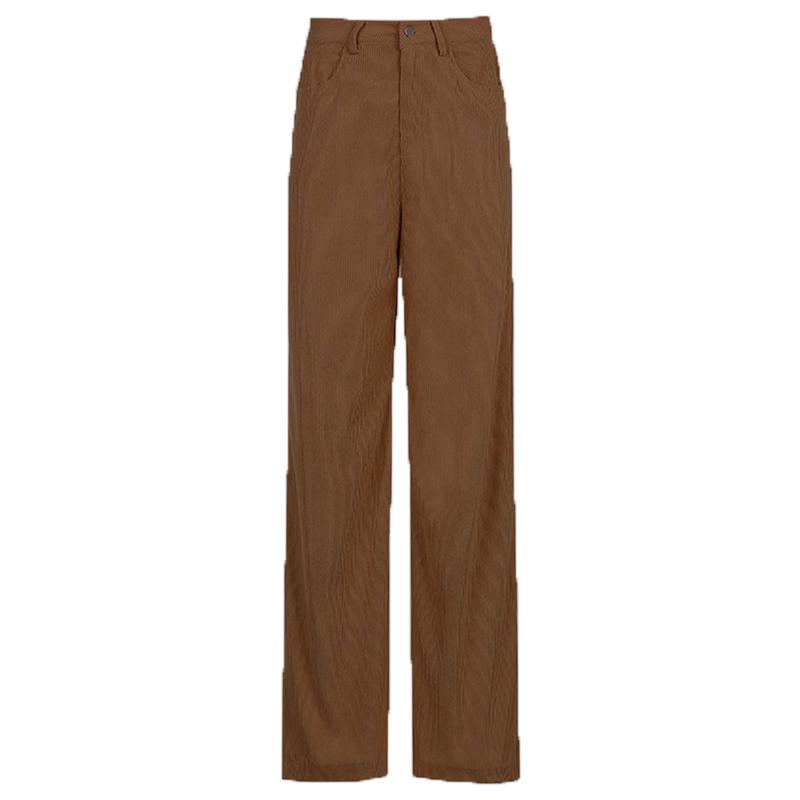 

Женские однотонные вельветовые брюки с высокой талией, широкими штанинами, облегающие, повседневные, модные M коричневый