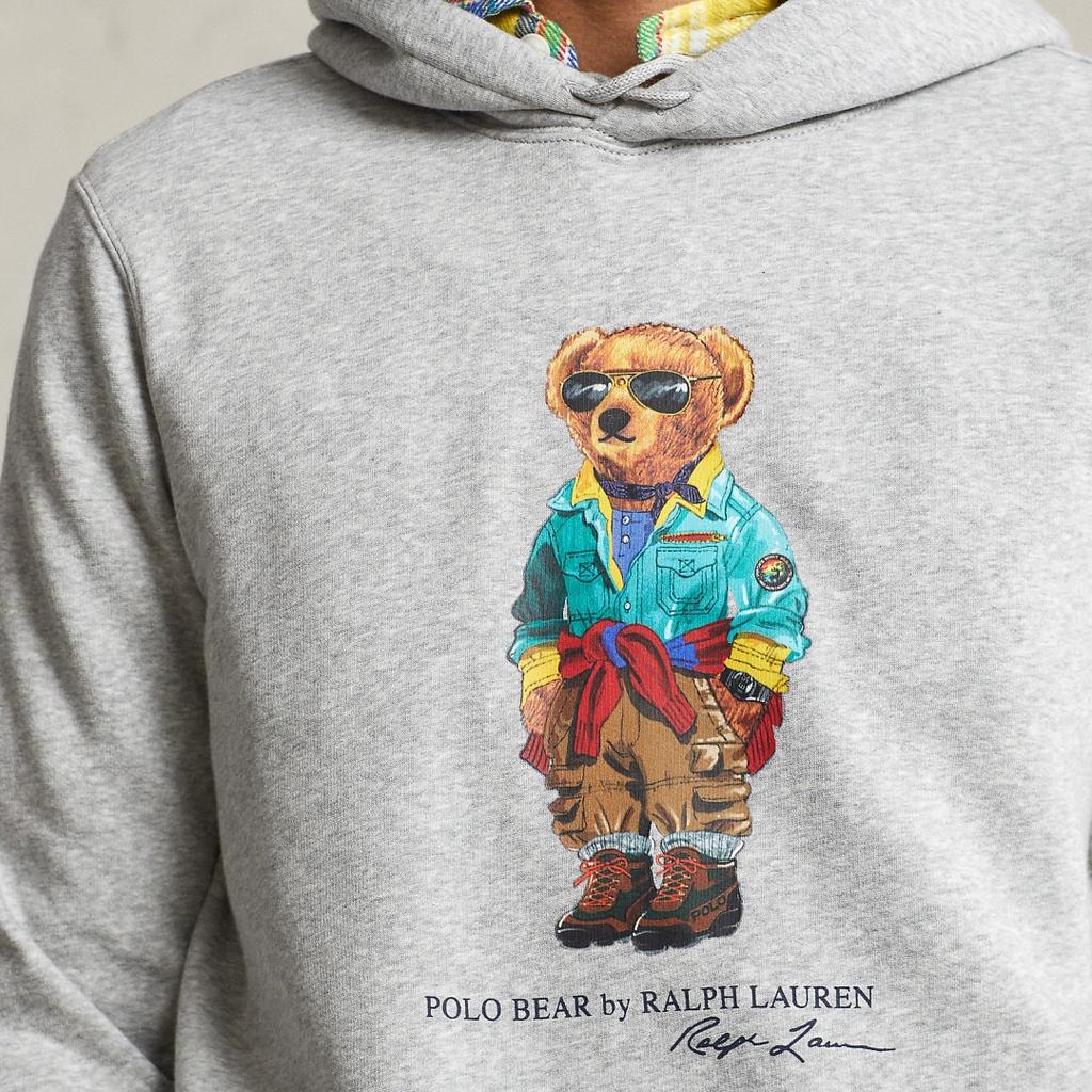 Polo Ralph Lauren SS23 Bear Print Drawstring Hoodie Men hoodies Gray MNPOKNI16822710-020