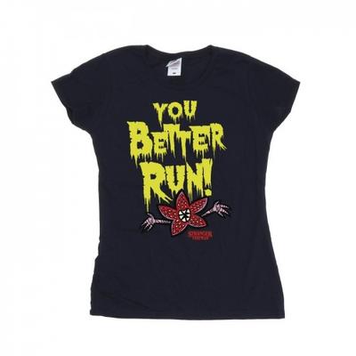 Netflix Damen/Damen Stranger Things You Better Run Baumwoll-T-Shirt