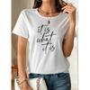 T-shirt à Motif Imprimé Naturel Style Calligraphie Manuscrite Minimaliste Tailles Européennes, Vêtements pour Femmes, Manches Courtes Décontractées pour Femmes