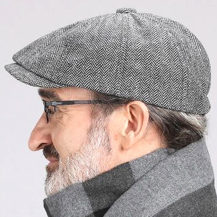 Baskerhatt för män Regissör Målare Hatt Tidningspojke Hatt Fiskbensmönstrad Åttakantig Kepsar Hattar Hett