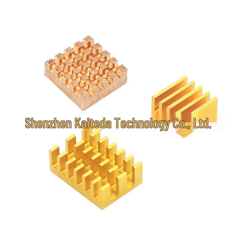Raspberry Pi 4B Heatsink Set: 1 Copper, 2 Aluminum Gold with Adhesive Backing
