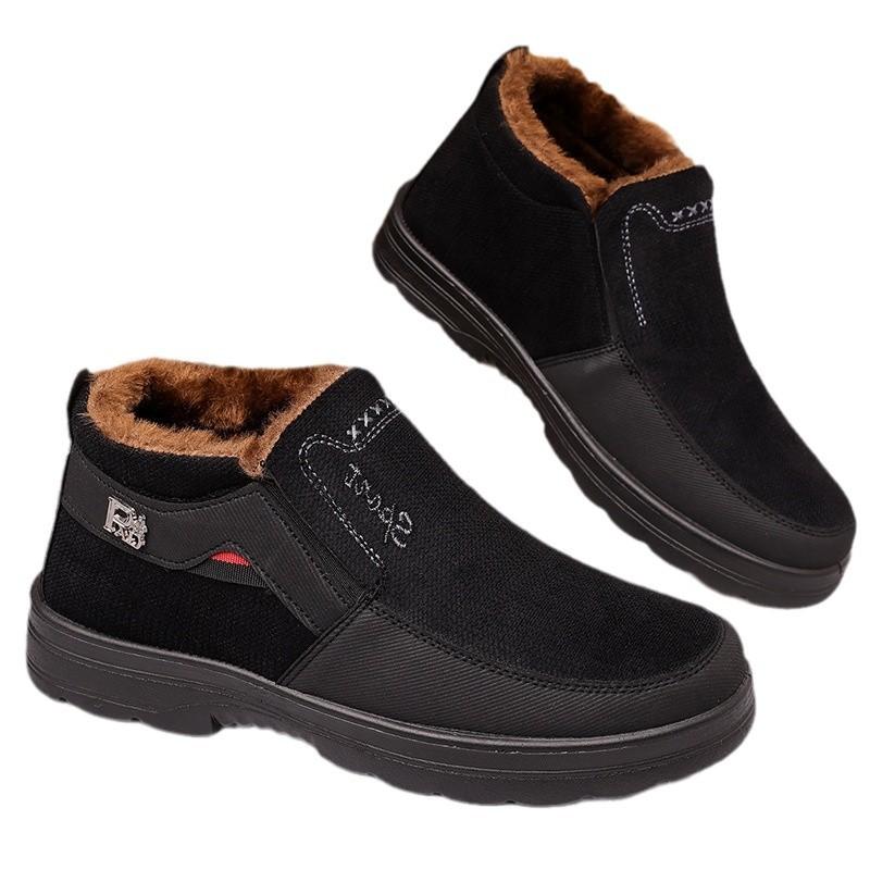 Winter Men's Cotton Shoes Oversized Dad Shoes Thickened and Insulated Cotton Shoes for Middle Aged and Elderly Adults Elderly Cotton Boots