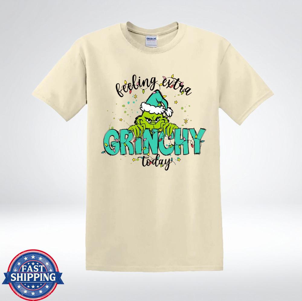 Feeling Extra Grinchy Today Funny Christmas Green Monster T-Shirt 4XL