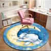 Elephant Dreams On The Moon round carpet Chair cushion Round Entryway Rug, Soft Round Rugs for Living Room, Bedroom, Circle Carpet decor gifts