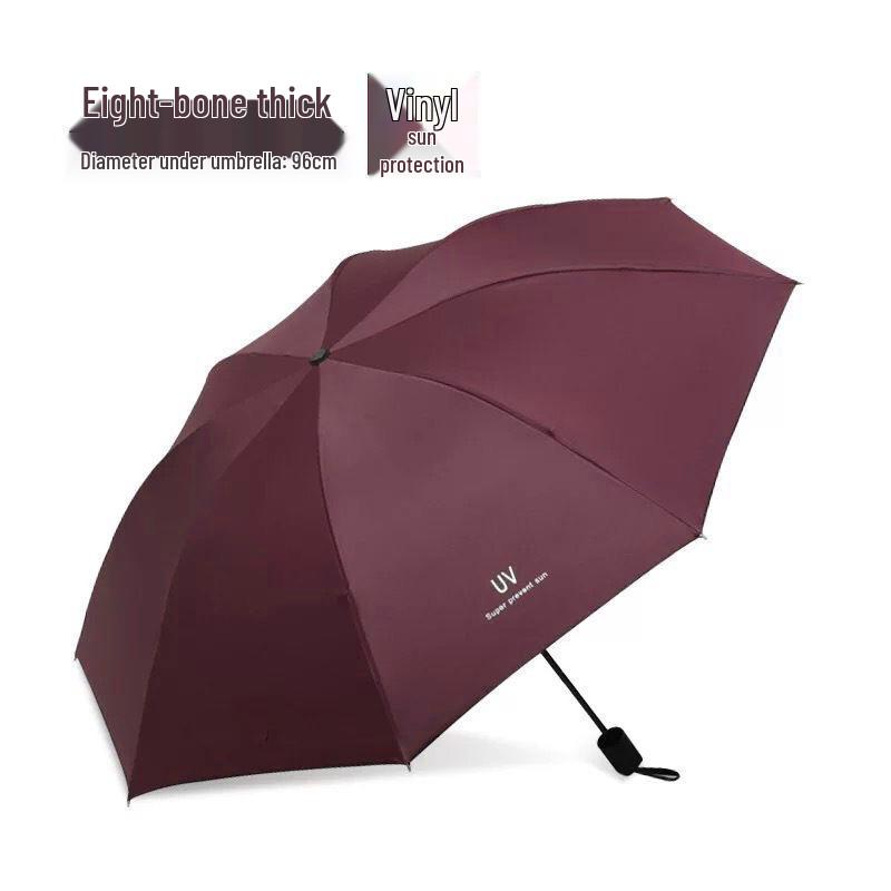 Customizable Three-Fold Umbrella with UV Protection: Black Glue Sunshade for Rain or Shine