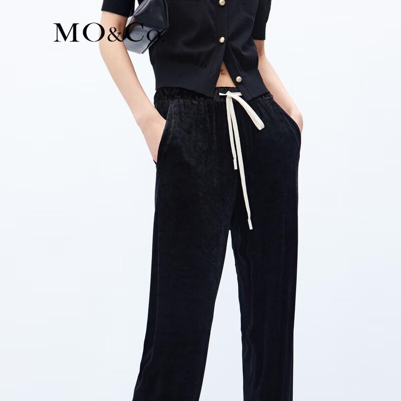 MO&Co. Women's Velvet-Feel High-Waist Casual Pants
