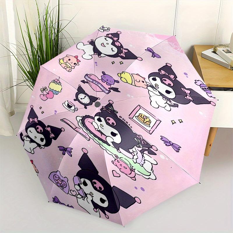 

Kuromi Automatic Folding Umbrella-Simple 8-Rib Design, Bright Cartoon Pattern, Durable Iron Frame, Suitable For Travel, Outdoor, Beach-Cute