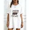 Oversized T-Shirt Dress Black Cat And Dog Print Hi There Text Casual Wear For Women