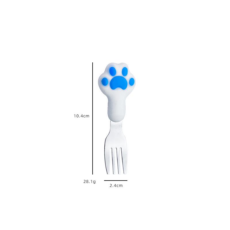 Juego de Cubiertos de Acero Inoxidable 304 con Forma de Pata de Gato: Lindo Juego de Cuchara y Tenedor para Oficina, Estudiante o Picnic - Portátil de Dos Piezas