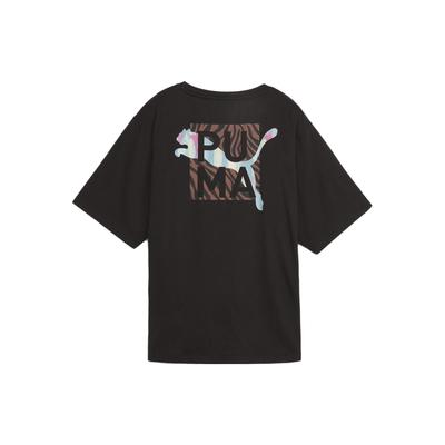 Puma Boyfriend Animal Remix Letter Print Casual Round Neck Short Sleeve T-Shirt Women Tops Black 524821-01