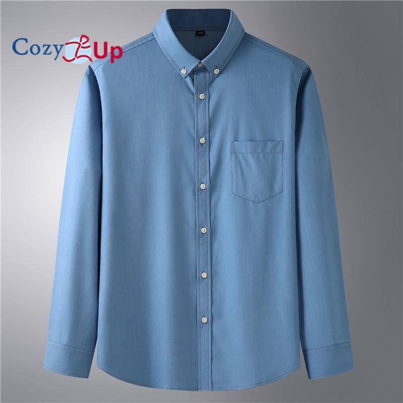 Útulná pánská džínová košile Dlouhý rukáv Knoflíček Dolů Ležérní Vintage Odolná Džínová košile volného střihu s kapsami Tučná Velká velikost