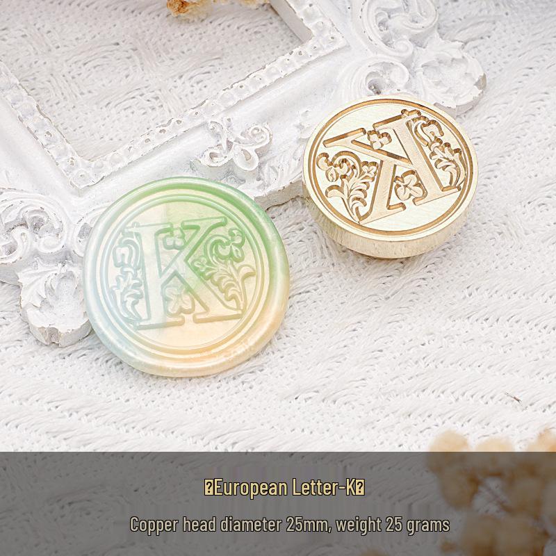 Wax Seal Stamp Head with 26 A-Z Letter Patterns - Retro Copper Design for Envelopes