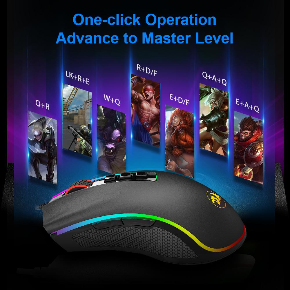 REDRAGON COBRA M711 RGB USB Wired Gaming Mouse 12400 DPI 9 buttons mice Programmable ergonomic for Computer PC Laptop