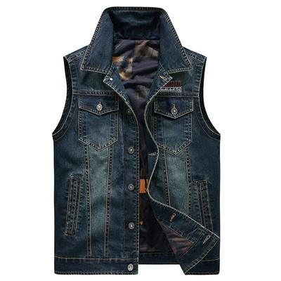 Spring and Autumn New Men's Outdoor Casual Fashion Denim Vest Vest Men's Large Size Lapel