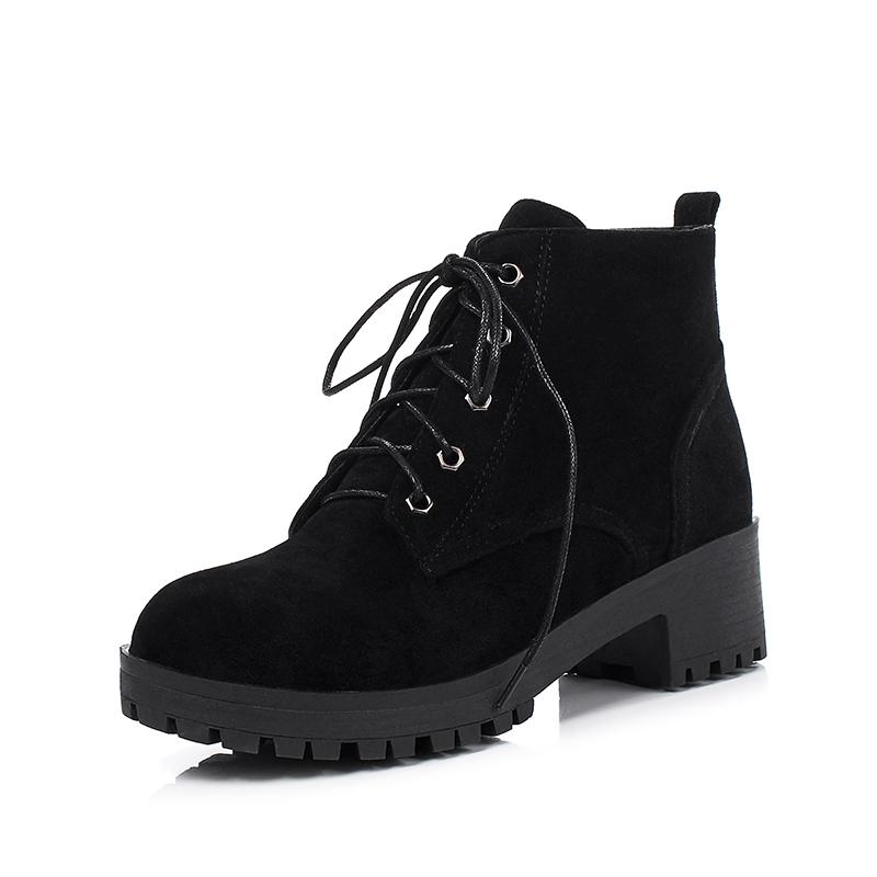 

2024 Большой размер 34-43 Квадратный каблук Женская обувь Женские ботильоны Повседневные сапоги Черная платформа Обувь jiko 3 чёрный