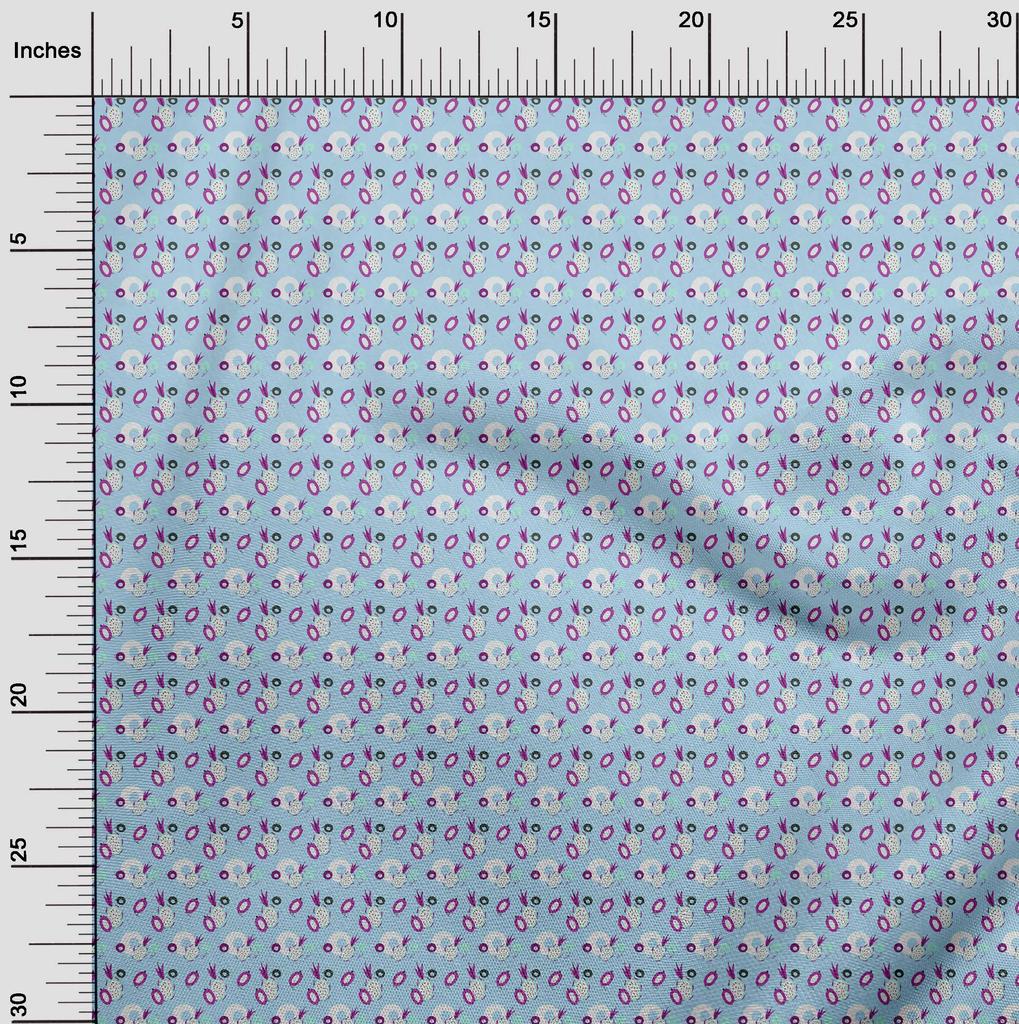 oneOone Cotton Flex Light Blue Fabric Fruits Pineapple Diy Clothing Quilting Fabric Print Fabric By Yard 40 Inch