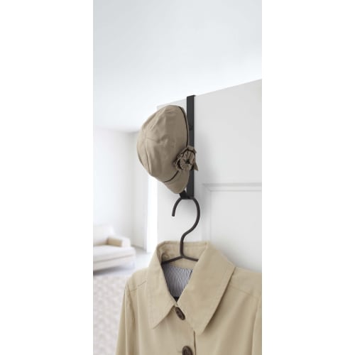 Yamazaki Smart Door Hanger, Black, Approx. W1.5 X D9 X H18cm, Coat Rack, Bag, Hat Storage, 7158
