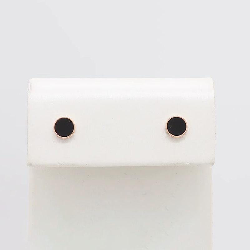 Exquisite Russian Purple Gold Korean Version Casual Fashion Round Ball Stud Earrings Rose Gold Plated Black Oil Drop Round Earrings