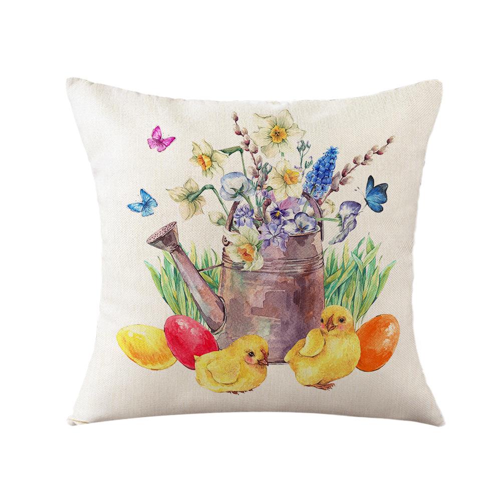 Pillow Hand-painted Printed Pillow Cover Easter Square Cushion Cover Sofa Cushion Pillow Cover