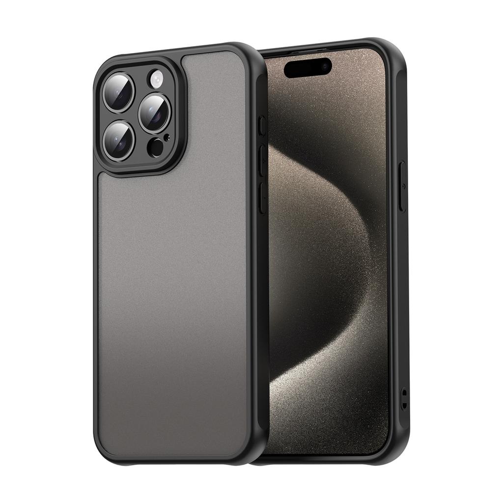 For iPhone 15 Pro Case with Screen Film WANLONFENG FD Series Skin Touch TPU PC Phone Back Cover