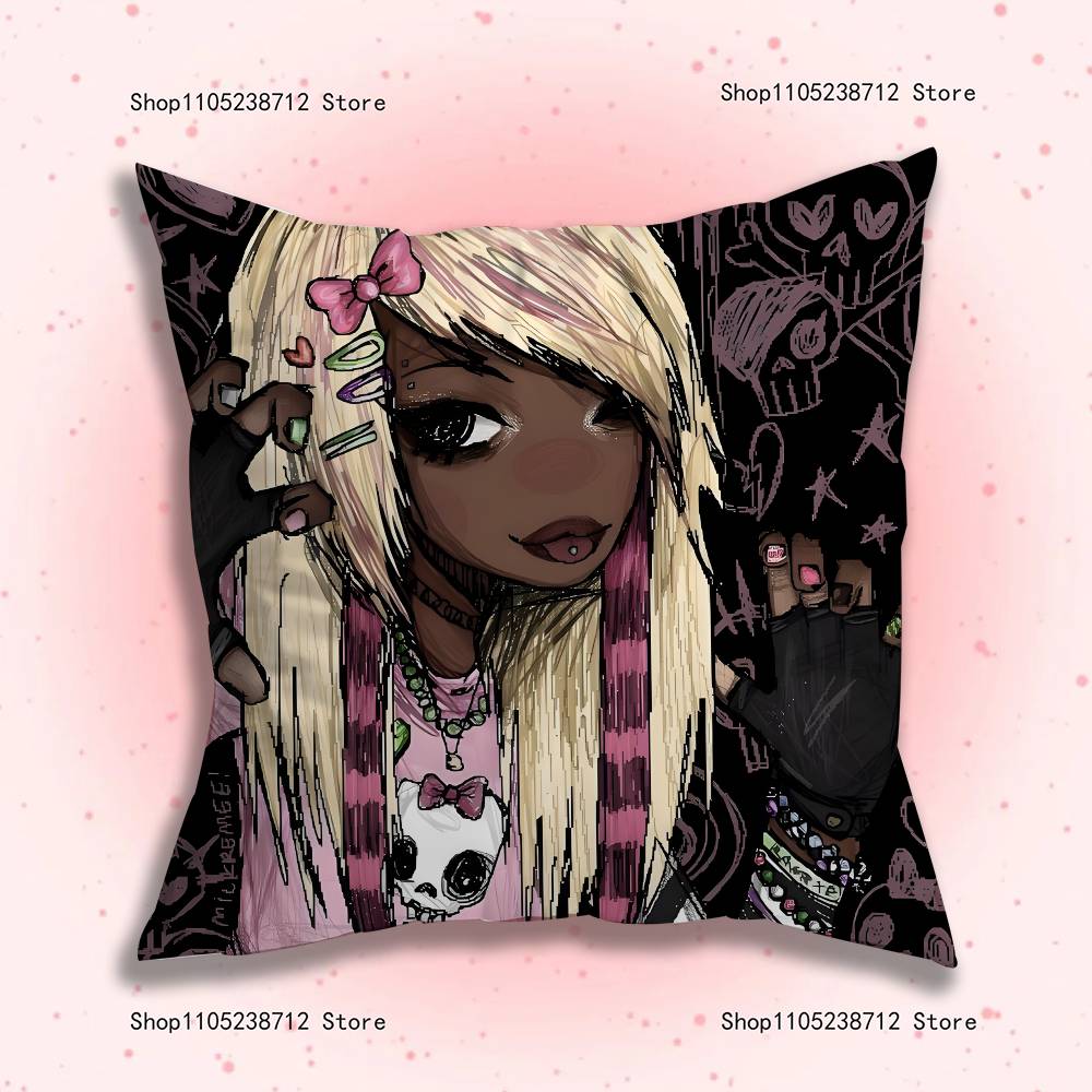 Emo Subculture Art Pillowcase Pillowslip Cushion Plush Boys Girls Cartoon Anime Kawaii Decoration Kids Birthday Cute Gifts