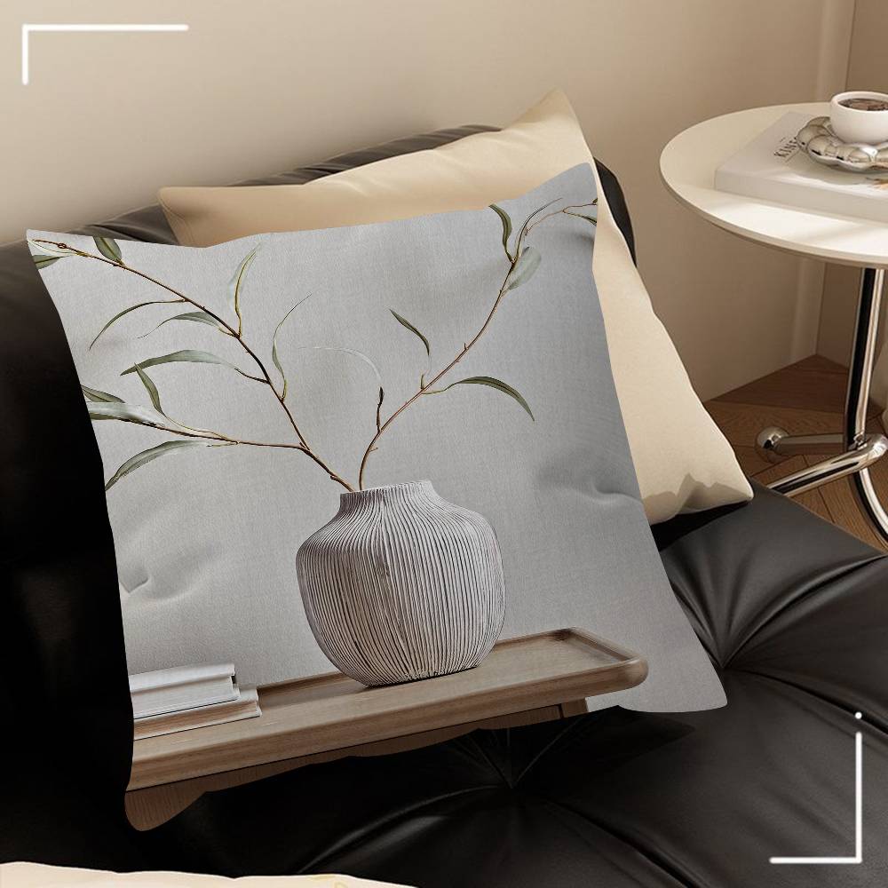 Chic Olive Tree In Vase Canvas Art Pillow Cushion Cover Pillowcase Living Room Sofa Home Decor Customized