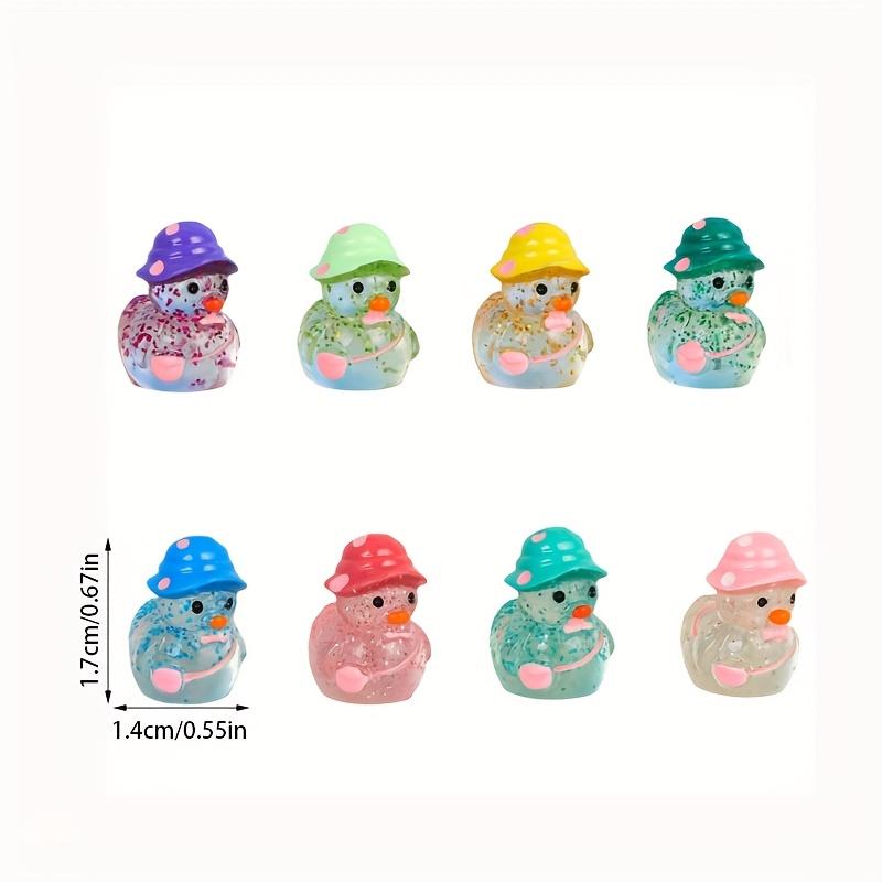 20 Glow-in-the-Dark Duck Decorative Statues - Resin Fan-shaped Edge Miniature Statues, Soft Colors, Unique Home and Holiday Deco